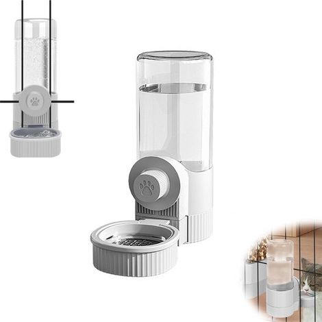 Distributeur d'eau automatique - Abreuvoir pour cage - À suspendre ou à poser - Fonctionnement par gravité - 520 ml - Gris - Station d'alimentation pour chiots, chats et lapins (1/5)