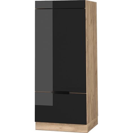 Mobile cucina microonde Fame-Line, Rovere nero lucido, 60 cm, Vicco