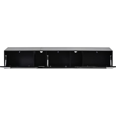 Wand-TV-Möbel 180 x 35 x 30 cm mit LED, 3 Klappen, für 75-Zoll-TV, Schwarz glänzend (1/5)