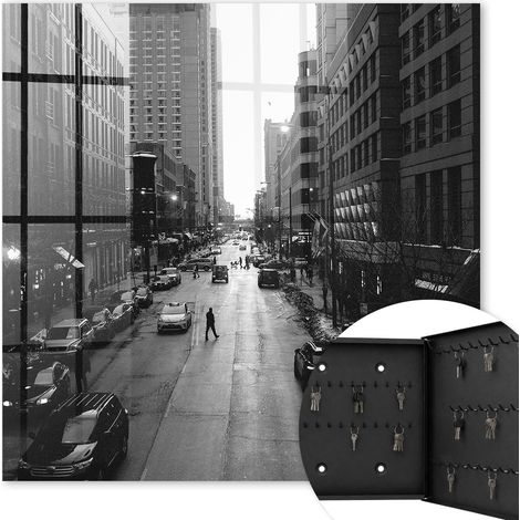 Armoire à clés - (30 cm x 30 cm) - Boîte à clés murale - Coffret de rangement pour clés - Couleur noire - Ouverture vers la droite - Pour maison et bureau - vie urbaine quotidienne
