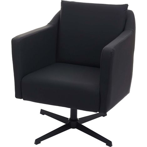 Poltrona Lounge HHG-713b sedia relax girevole 80x72x85cm, ecopelle nero (1/5)