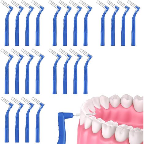 Brossettes Interdentaires - Acier Inoxydable Et Nylon - Angle Incliné Pour Appareils Orthodontiques - Diamètre 0,7 Mm - Lot De 24 (1/5)