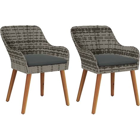 Maison Exclusive - Gartenstuhl mit Kissen 2 pcs Grau 62,5 x 55 x