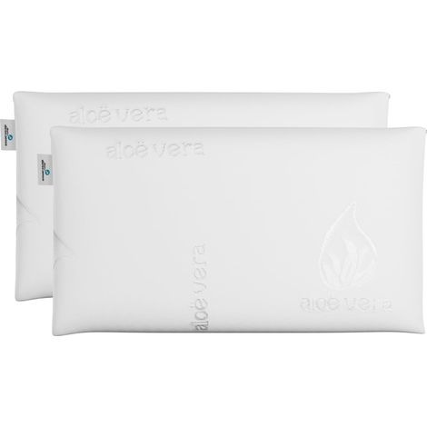 Oreiller viscoélastique Blanc Nalui avec double housse (fermeté moyenne)