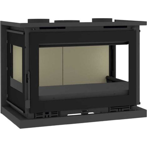 FM Insertable de leña 3 caras con turbinas IT-173 K interior vermiculita y cristal serigrafiado (1/4)