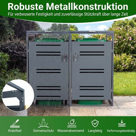 Set of 2 bin storage units for 2 x 120L bins. Weatherproof garden shed with lockable door. (1/5)