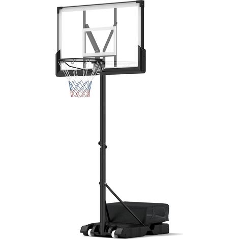 GOPLUS Panier de Basket Intérieur Extérieur avec Hauteur Réglable 125-305 cm, Panneau Arrière en PC Incassable, Base Remplissable, Panier de Basket-Ball avec Roues pour Enfants, Adolescents, Adultes (1/5)