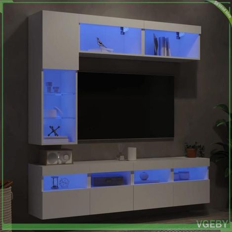 Ensemble de meubles TV muraux 7 pcs - FAF7291712416927 - LED RVB - Bois d'ingénierie résistant à l'humidité - Connecteur USB 5V (1/5)