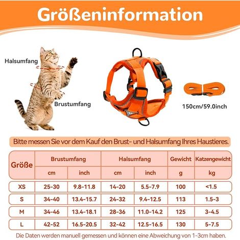 Cat Harness Soft Cat Harness (Medium, Orange) (1/4)