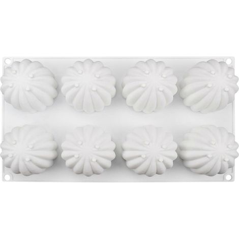 Moule à glace au chocolat en forme de boule de cactus à 8 compartiments, en silicone, pour la décoration de gâteaux et de pâtisseries maison. Idéal pour la création de fondants, chocolats et bonbons. (1/5)