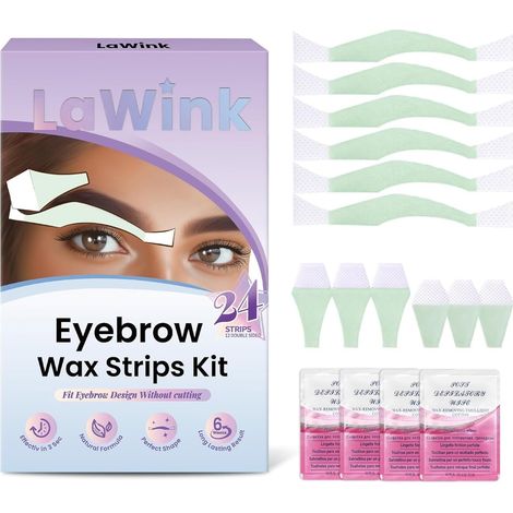 Bande de Cire 24 Bands Froide pour Visage, Sourcils et Levre - Peaux Sensibles - Epilation Longue Durée (Pour Sourcils, Lavande) (1/5)
