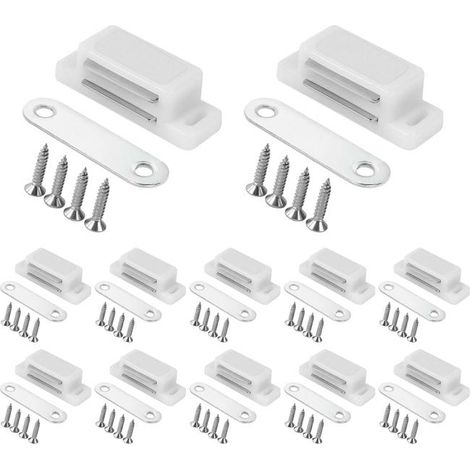 royaluxe - 12PCS Aimants D'armoire en Acier Inoxydable Puissants pour cuisine Salle de Bain Placard Armoire Fermetures de Placard Loquet Tiroir Porte D'armoire (1/5)
