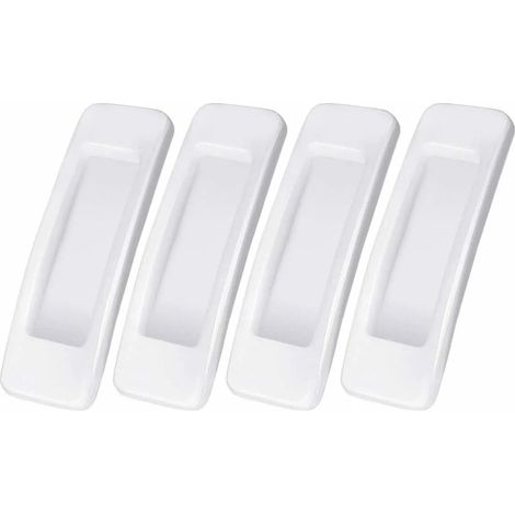 Manija de puerta corredera autoadhesiva blanca de 4 Uds., manija de ventana adhesiva no perforada, manija de puerta corredera corredera (1/4)