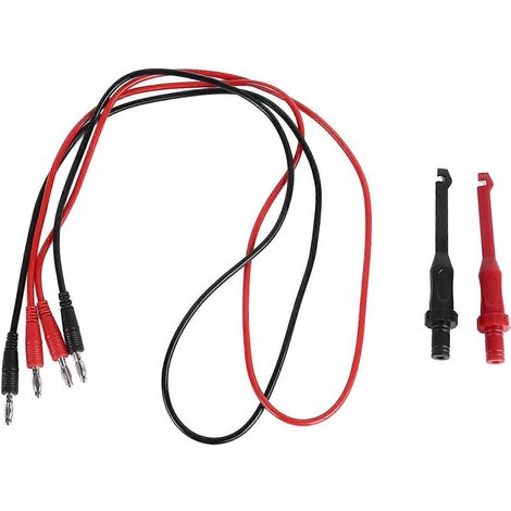 Cordons de test à fiches bananes doubles de 4 mm avec crochet de réparation, noir et rouge, résine silicone, équipement de test électrique (1/4)