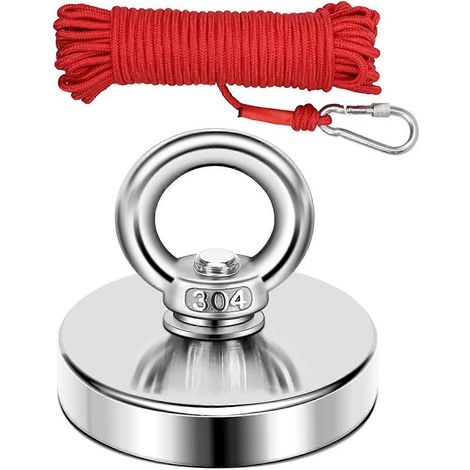 Aimants puissants pour la pêche, force de traction de 150 kg, corde résistante de 20 m antidérapante pour la récupération en rivière et magnétique (1/5)