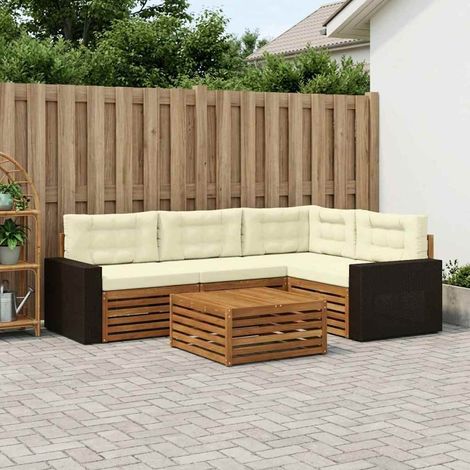 vidaXL Outdoor-Sofagarnitur 5 pcs Natur und Creme 79 x 79 x 37 cm (1/5)