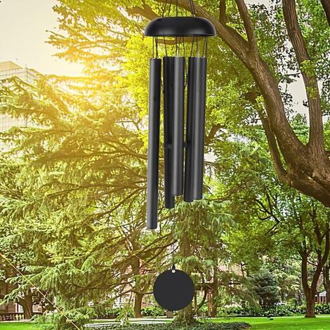 Carillon éolien compatible avec une utilisation extérieure, carillon de 80 cm avec mémoire et son profond, 5 tubes creux en aluminium, mélodie agréable, décoration rétro. Convient pour le jardin, l'in