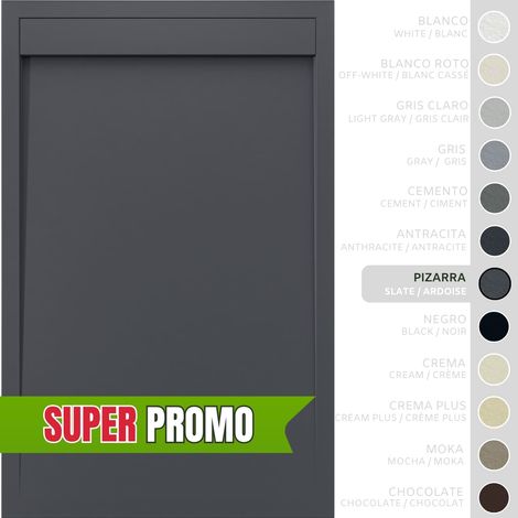 SOULBATH Plato de Ducha - Resina - Gel Coat - Textura Liso/Piedra - Antideslizante - Color Pizarra - 110x80- Extraplano 3cm. Incluye Válvula desagüe y Rejilla. Diseño Minimalista. (1/5)