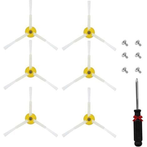Lot de 6 Brosses Latérales de Rechange pour Aspirateur Robot Série 600 700 800 900 avec Tournevis
