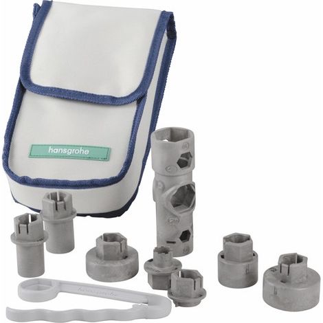 Hansgrohe – Ensemble de clés de service pour robinets et thermostats – En plastique robuste – Étui avec fermeture velcro – Pour colonnes de douche et ensembles de douche