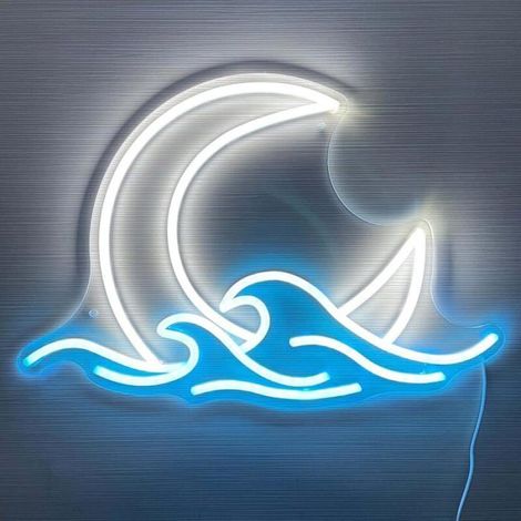 Lumières néon lever et coucher de soleil, lumières néon lune de mer, enseignes murales LED (lever de lune) (1/4)