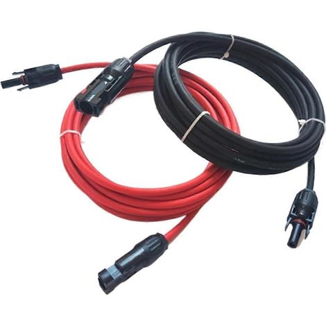 14 AWG Solarmodul-Verlängerungskabel, rotes und schwarzes Adernpaar, 1 m, verzinntes Kupfer mit Steckverbindern (1/4)