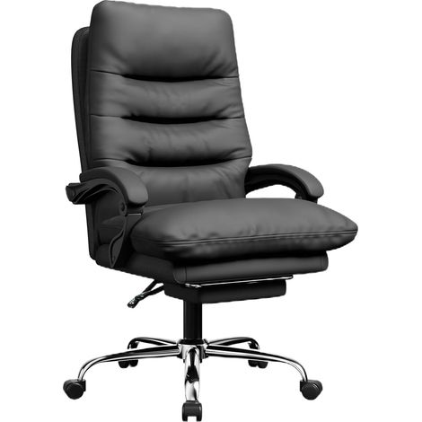 Ergonomic Executive Office Chair Recliner with Footrest Lumbar Support Black