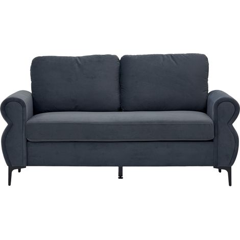 Divano 2 posti smontabile grigio scuro con struttura in metallo e legno, 173,5 cm HOMVRA (1/5)