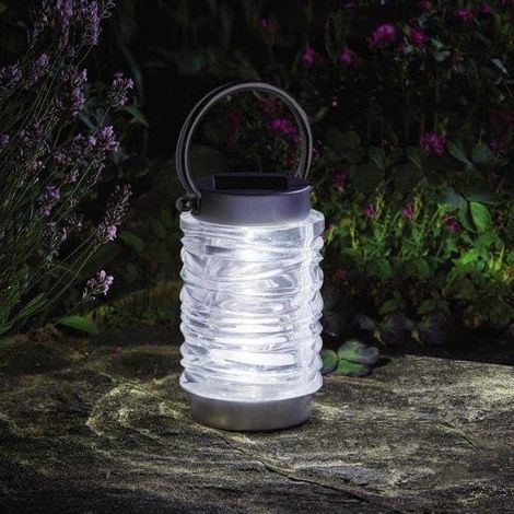 Solar Garden Lantern Hanging Solar Lantern Outdoor 10 Lumen Stainless Steel & Glass Solar Light for Garden Patio Pathway