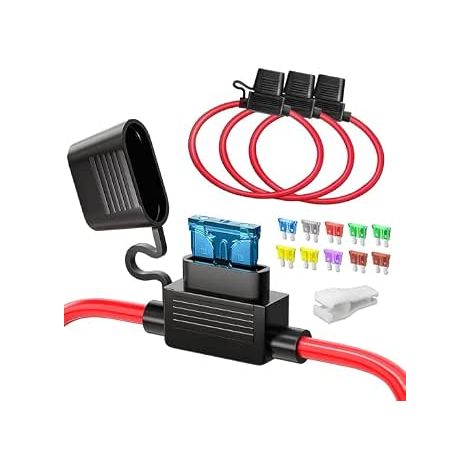 Porte-fusible Moyenne en ligne, ATC/ATO Automotive Fusible plat Porte-fusible étanche pour voiture/camion/moto Fusibles Standard (10A 15A 20A 25A 30A 35A 40A) Extracteur de (1/5)