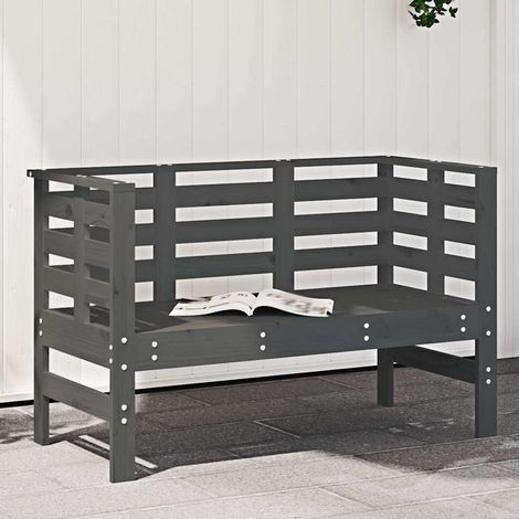 vidaXL Banco de jardín madera maciza de pino gris 111,5x53x71 cm (1/4)