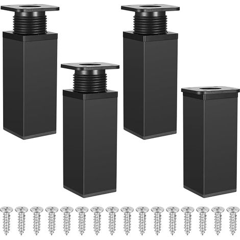 4 Pièces Pieds de Meubles Réglables, Pied de Table Reglable Hauteur Métal, Pieds pour de Meuble Cuisine Armoires Table Réglables（Negro） (1/5)