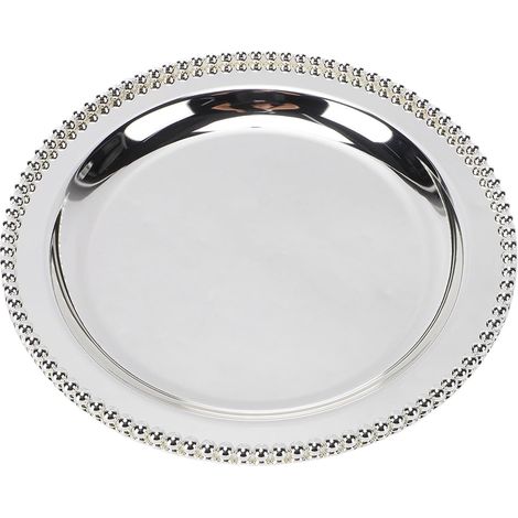 Round Metal Cake Plate, Vintage Serving Tray (1/5)