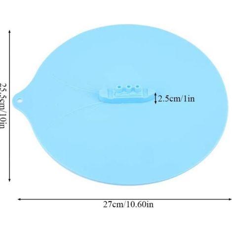 Couvercle de Bocal En Silicone - - 27cm - Anti-débordement - Compatible Lave-Vaisselle - Bleu (1/4)
