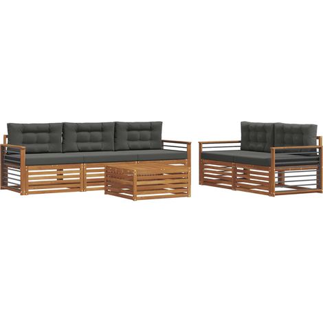 Conjunto de sofás de exterior 6 uds. Natural y Antracita vidaXL (1/5)