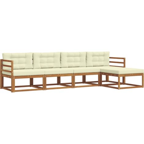 Outdoor Sofa Set with Cushion 5 pcs Natural and Cream vidaXL