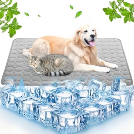 Tapis rafraîchissant pour chiens et chats, lavable, couverture rafraîchissante, été, tapis auto-rafraîchissant pour chien, pour l'intérieur, l'extérieur et la voiture (gris, 70 x 55 cm) (1/5)