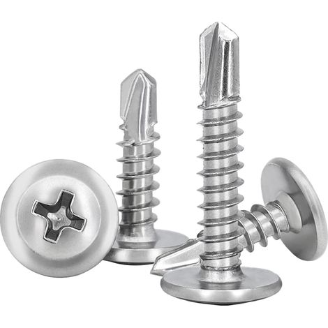 Vis Autoforeuse M4.2  16mm 95 PCS Acier Inoxydable 410 Vis Autoperforante pour Métal, Autotaraudeuse à Tête Large Bombée, Empreinte PH/Cruciforme (1/5)