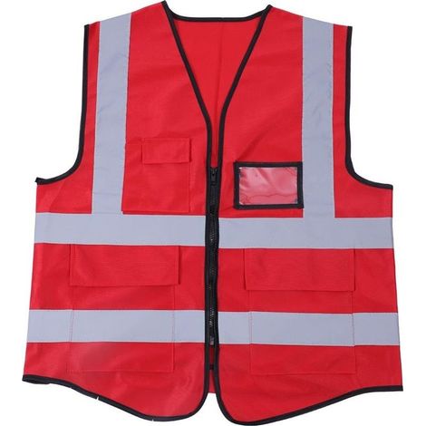 Gilet sécurité réfléchissant – rouge – multi couleurs – unisexe – même dimensions (1/5)