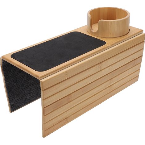 Plateau d'accoudoir de canapé avec porte-gobelet, pliable, antidérapant, fauteuil de téléphone, Table pour collations à distance (1/5)
