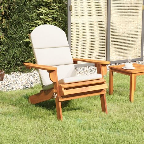 Gartenstuhl Gartensessel Adirondack Stuhl für Garten Terrasse Balkon mit Kissen Massivholz Akazie DE87781 (1/5)