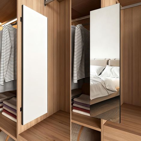 Miroir coulissant pour penderie, extensible, incassable, blanc