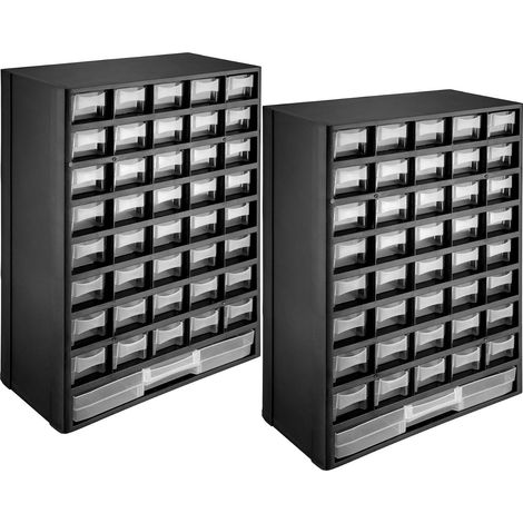 2x Boîte à Outils de Rangement avec 41 Tiroirs, Armoire à Outils en Plastique, Armoire de Rangement, noir (1/5)