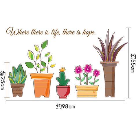 SK7017 Sticker mural décoratif pour plinthe et tailleur, motif plante en pot créative (1/5)