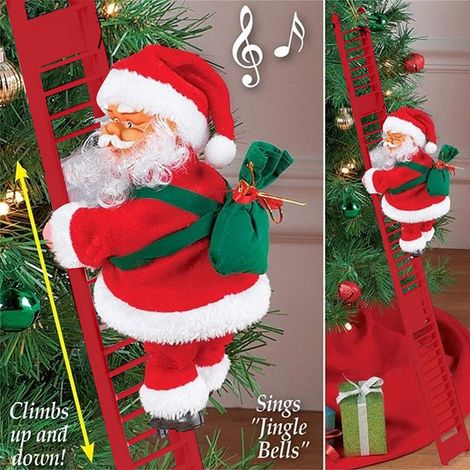 Christmas Electric Santa Ladder, Double Beaded Ladder, Children's Toy, Red Decoration (1/5)
