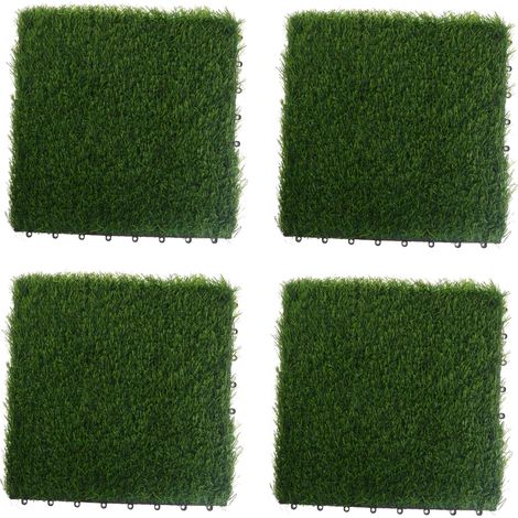 4pièces Dalles De Gazon Artificiel Clipsables pour Jardin Terrasse Et Balcon Décoration Synthétique Résistante Aux Intempéries (1/5)