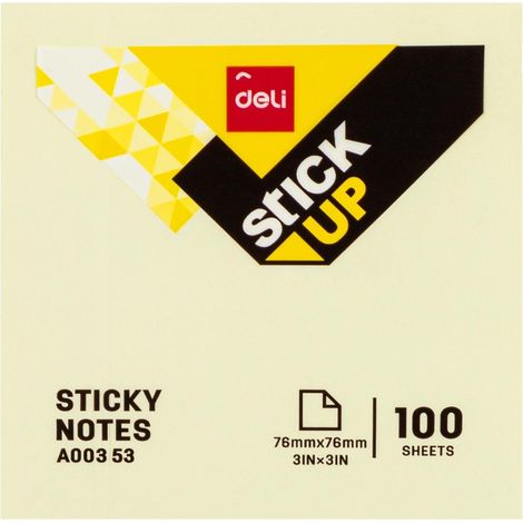 DELI Bloc notas adhesivas 100h 76x76mm amarillo