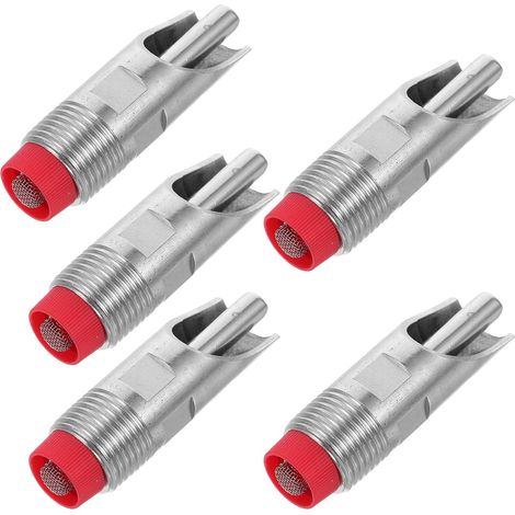 Abreuvoir à Tétine en Acier Inoxydable pour Cochons, 5 Pièces Débit Constant, Écran Filtrant Intégré, Système Automatique, pour Porcelets et Jeunes Porcs (1/5)