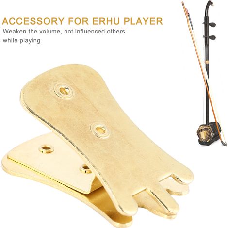 Sourdine métallique portable pour instruments à cordes Erhu, KaO hu, ChunG hu (doré) (1/5)