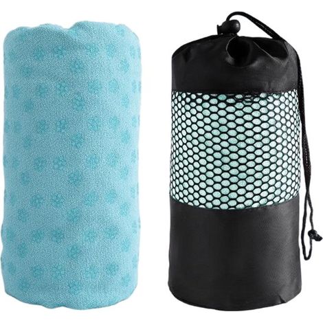 Yogahandtuch – Rutschfest – Für die meisten Yogamatten geeignet – Extra weich – Hellblau – 183 x 63 cm (1/5)